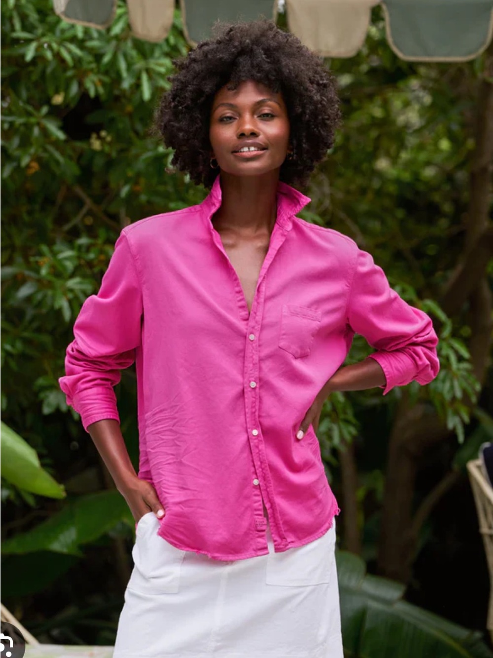 Frank and Eileen Barry Relaxed Button up Long Sleeve Shirt Hot Pink Size medium